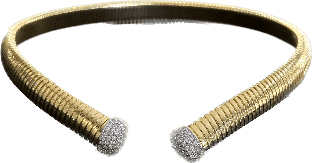 Federica Rossi bronze halskæde i rørformet mesh med zirkoner i enderne, 18 karat guld laminat FR.CO.06 - Capodagli 1937