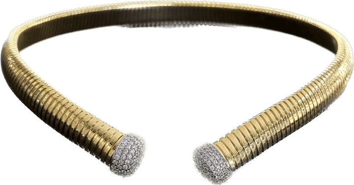 Federica Rossi bronze halskæde i rørformet mesh med zirkoner i enderne, 18 karat guld laminat FR.CO.06 - Capodagli 1937