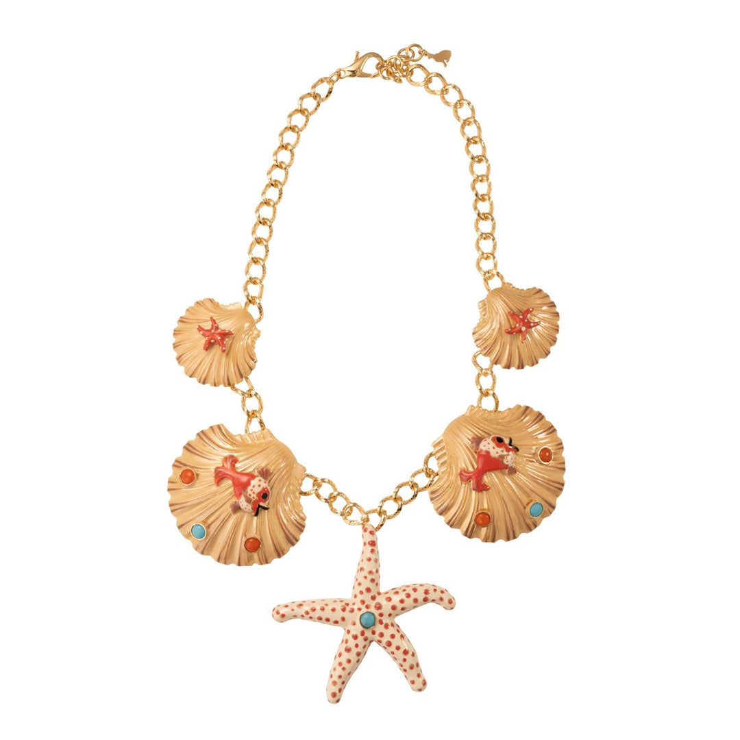 Federica Rossi Collier Sea avec 2 coquillages émail rouge sable et corail FR.CO.01 - Capodagli 1937