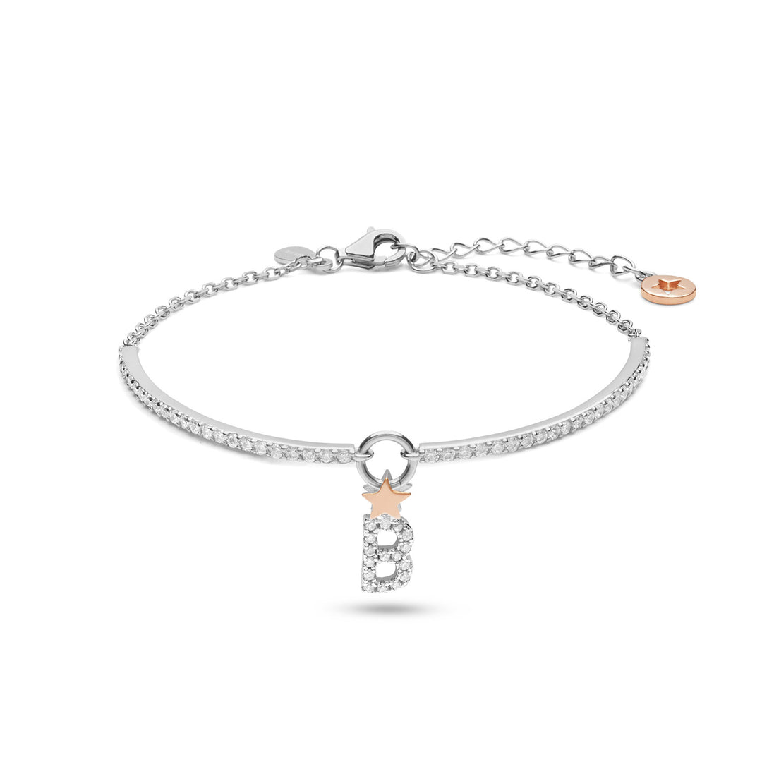 Pulseira Comete Prata Letra B BRA178