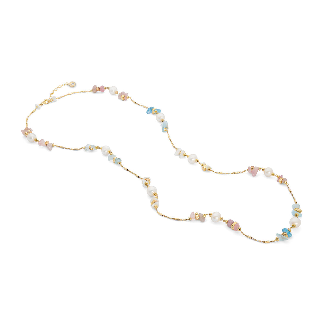 Comete Collana Argento 925‰ con Perle Acquadolce, Acquam. Madreperla Ematite Kunzite GLA283