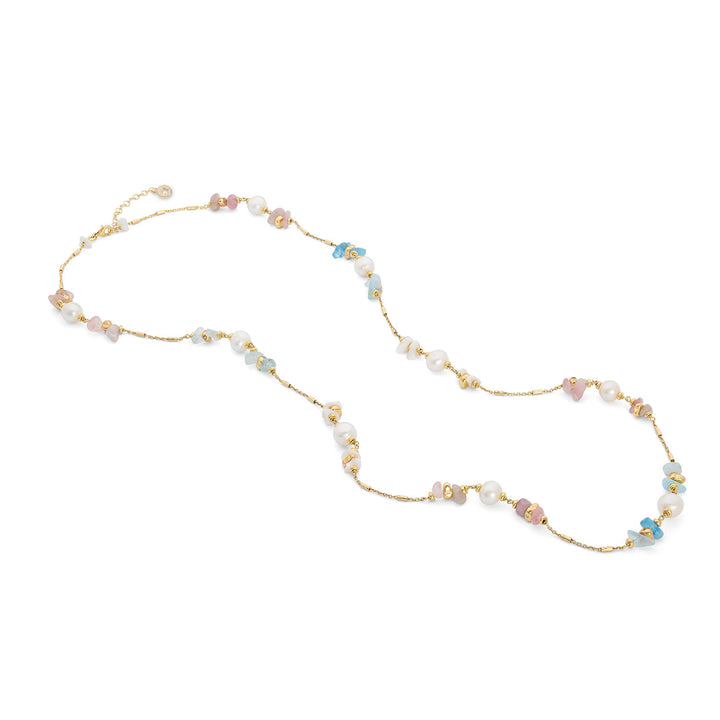 Comete Collana Argento 925‰ con Perle Acquadolce, Acquam. Madreperla Ematite Kunzite GLA283