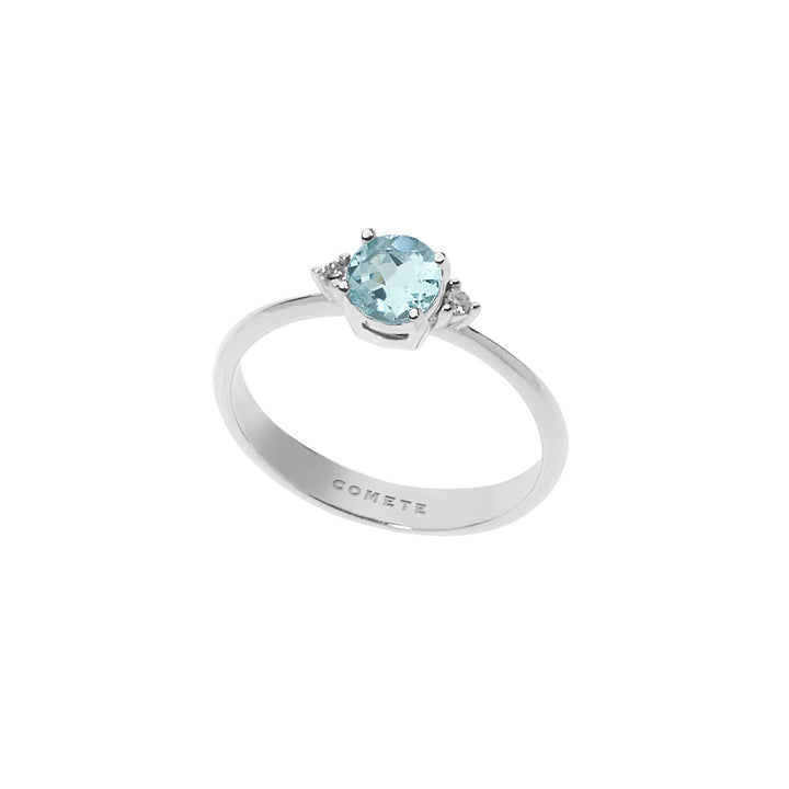 Comete guldring med diamanter og rund akvamarin ANQ294