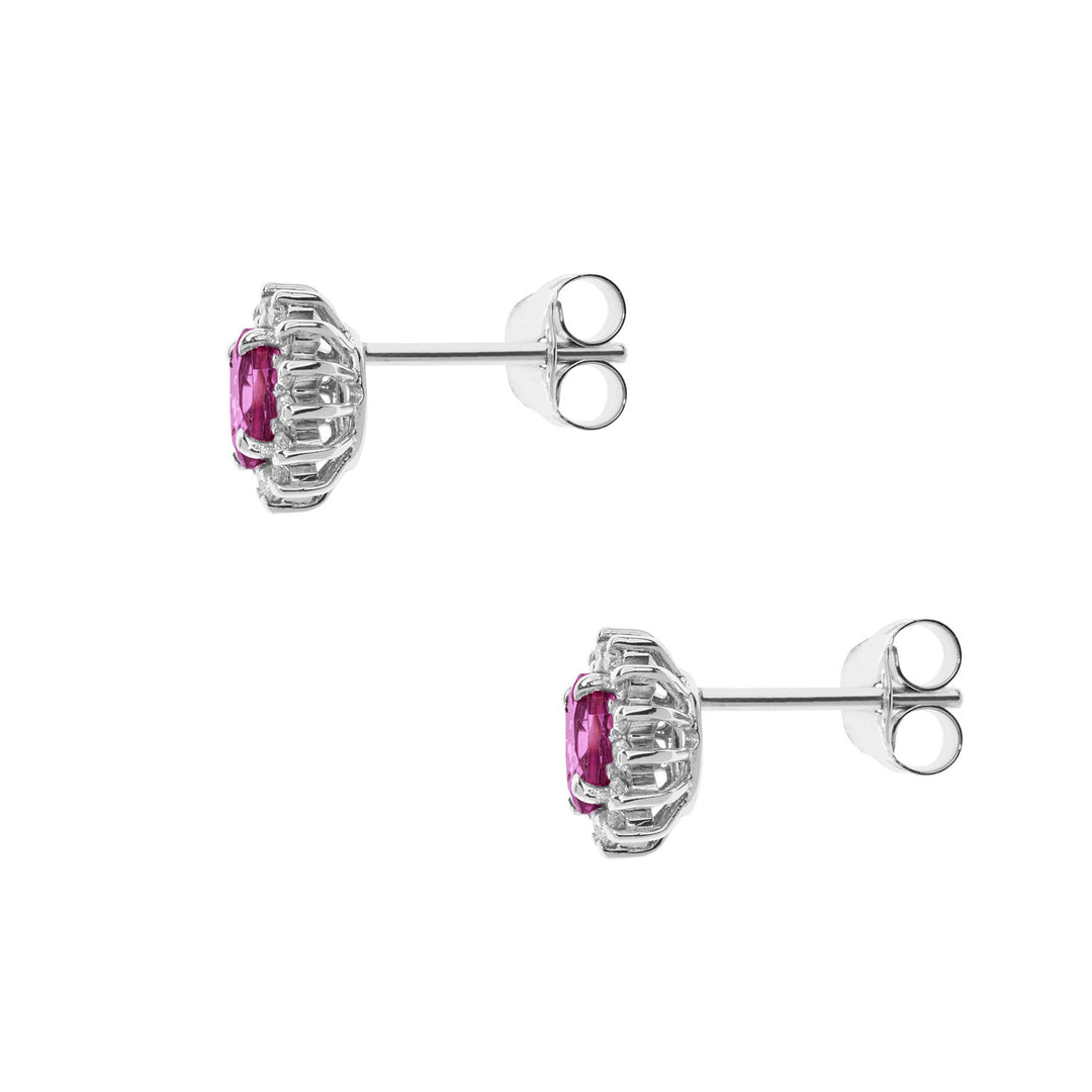 Comete Orecchini in Oro Diamanti e Topazi Rosa ovali ORB1037