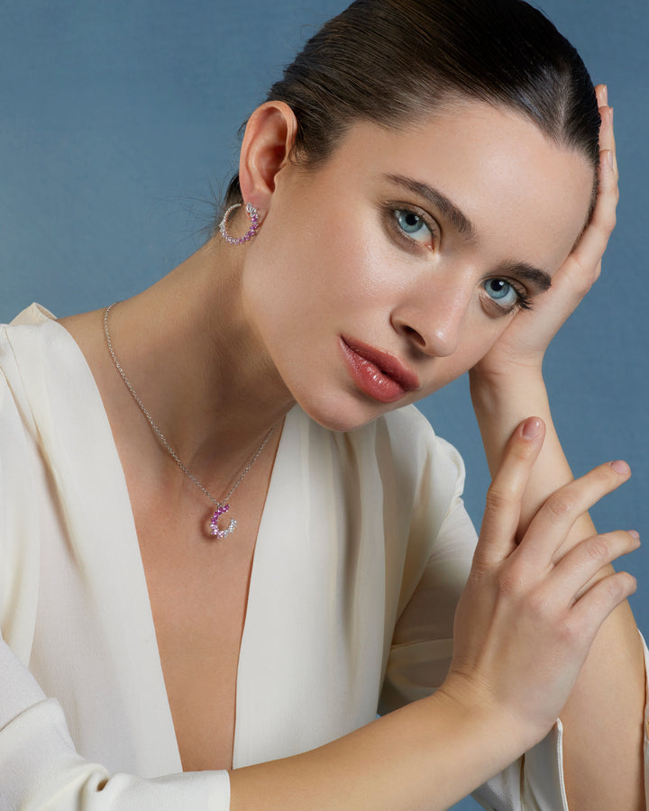Comete Orecchini Argento e Degradè Rosa Zirconi ORA203