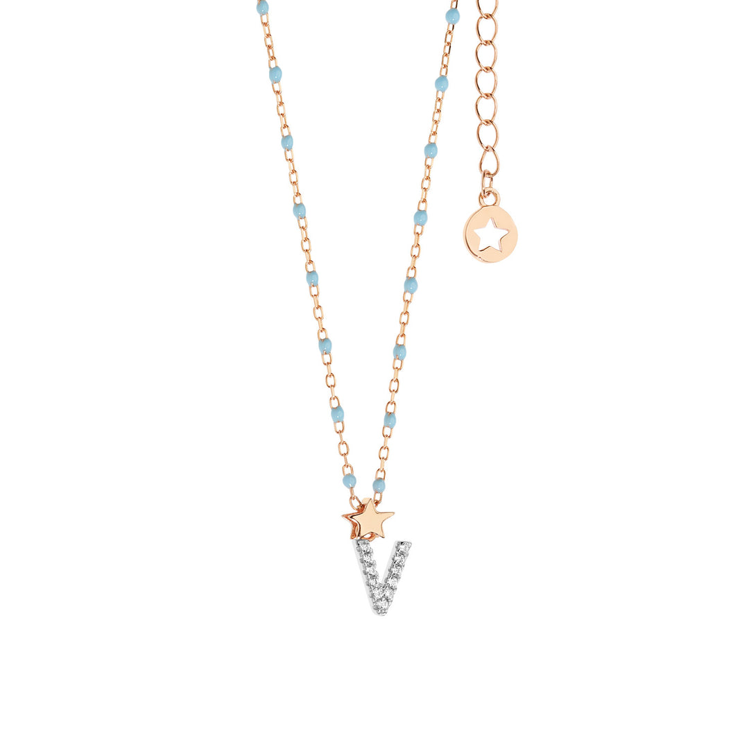 Collar Comete Plata Letra V GLA194