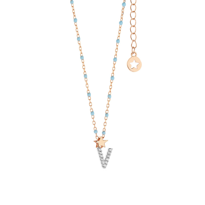 Collar Comete Plata Letra V GLA194