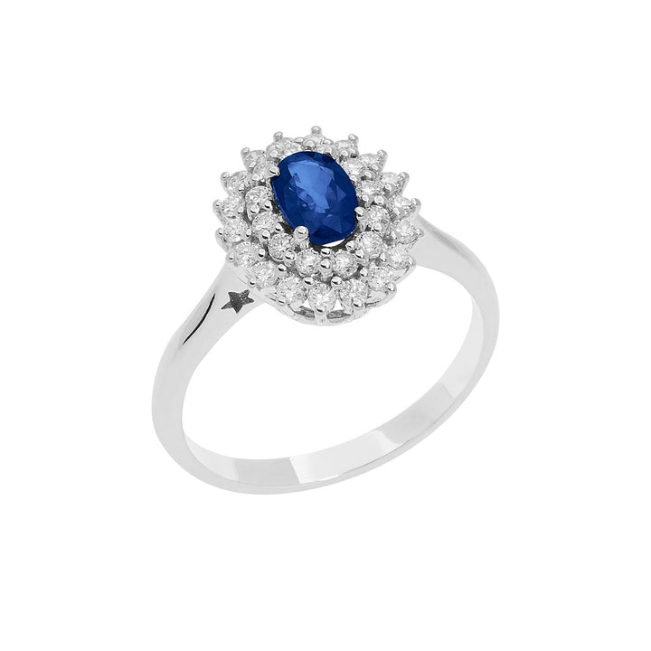 Comete Anello in Oro Diamanti e Zaffiro blu ovale ANB2621