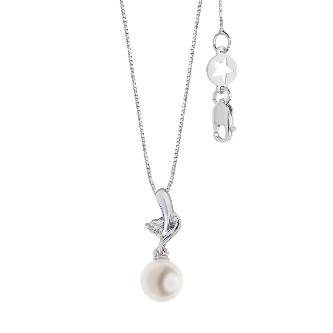 Comete Collana Perla in Oro 750‰ e Diamanti GLP634