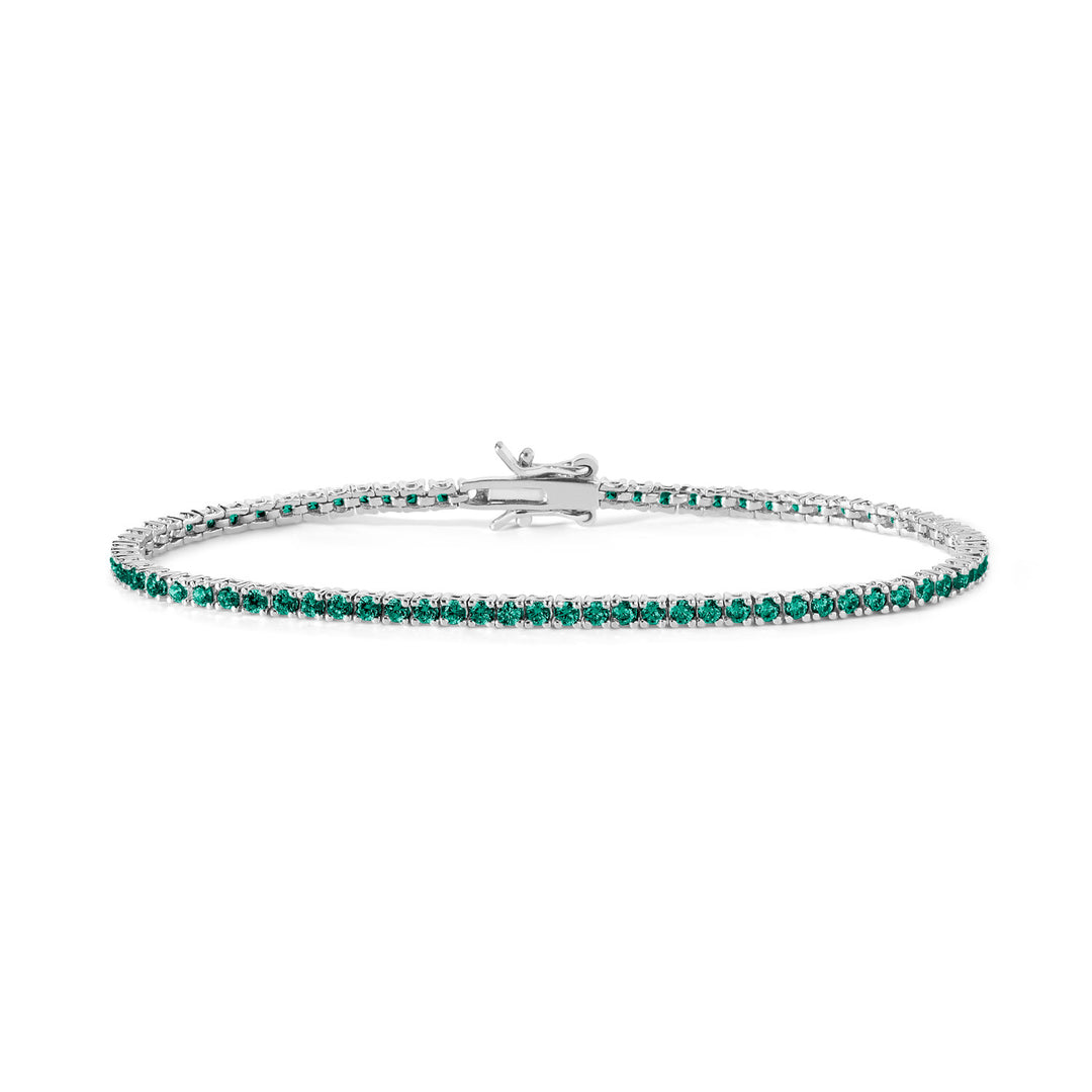Comete Tennis in Silver and emerald crystals BRA173M16