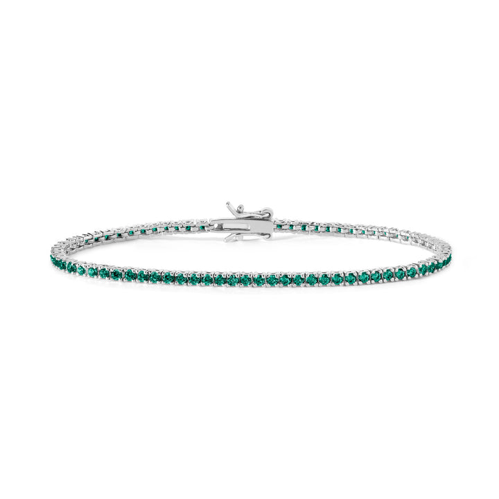 Comete Tennis in Silver and emerald crystals BRA173M16