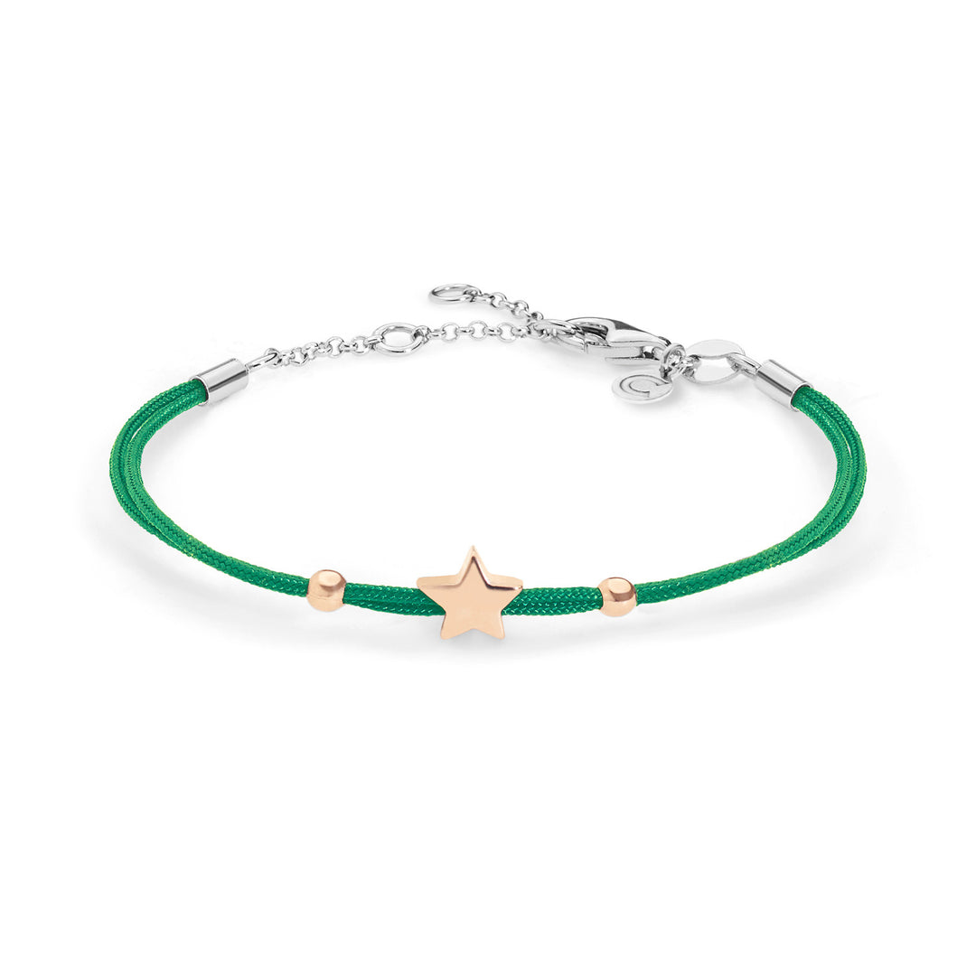 Comete Star Armband aus silbergrüner Kordel BRA157