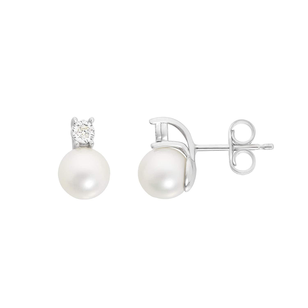 Comete Orecchini in Oro bianco 375‰ con Diamanti bianchi e Perle coltivate KORP012
