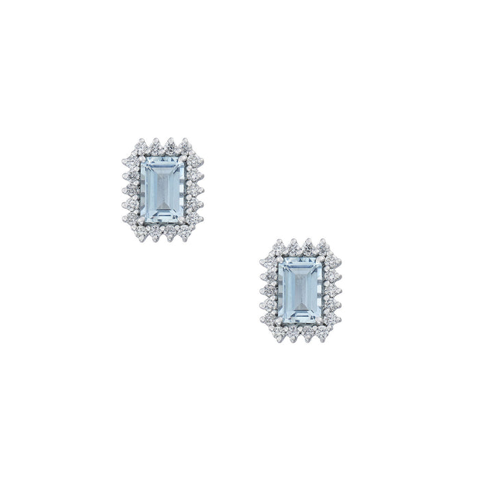 Comete-Ohrringe aus 750‰ Weißgold mit achteckigen Aquamarin-Diamanten ORQ272