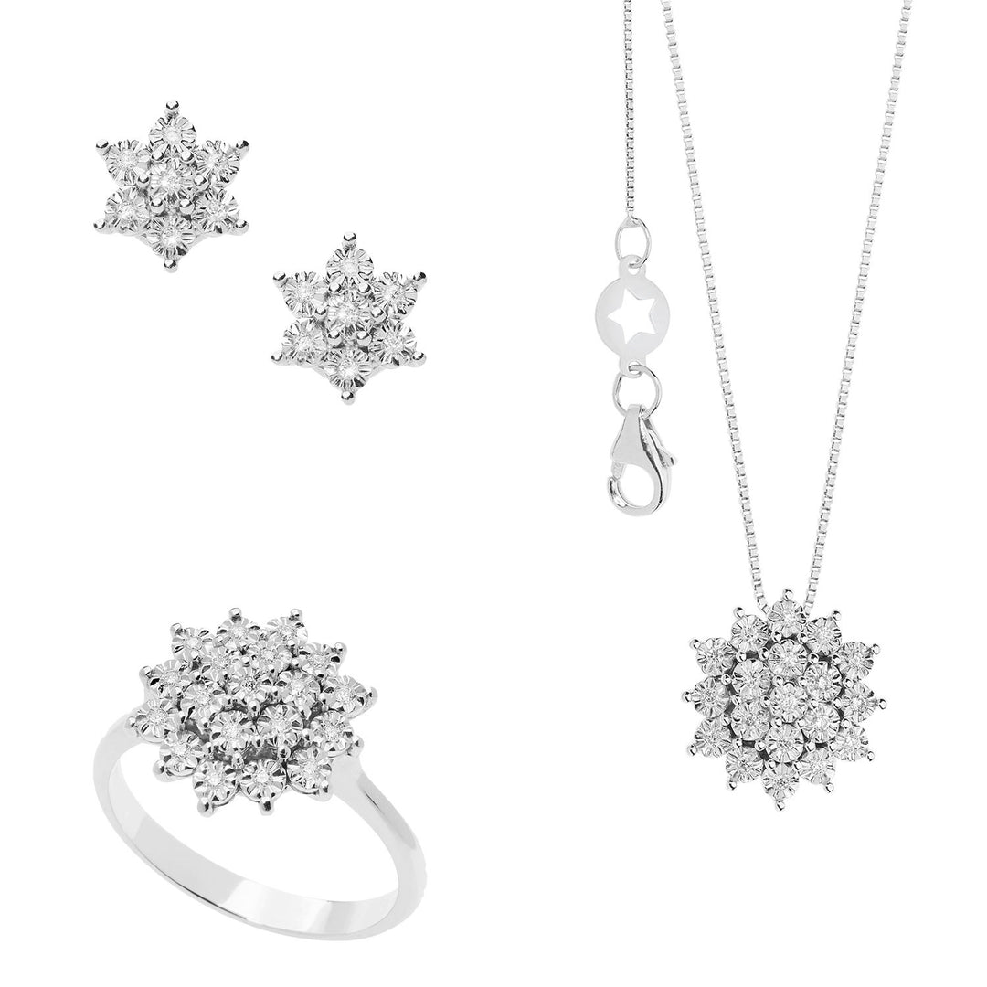 Comete Collana, Anello e Orecchini  in Oro bianco e Diamanti Momenti KIT163926701090