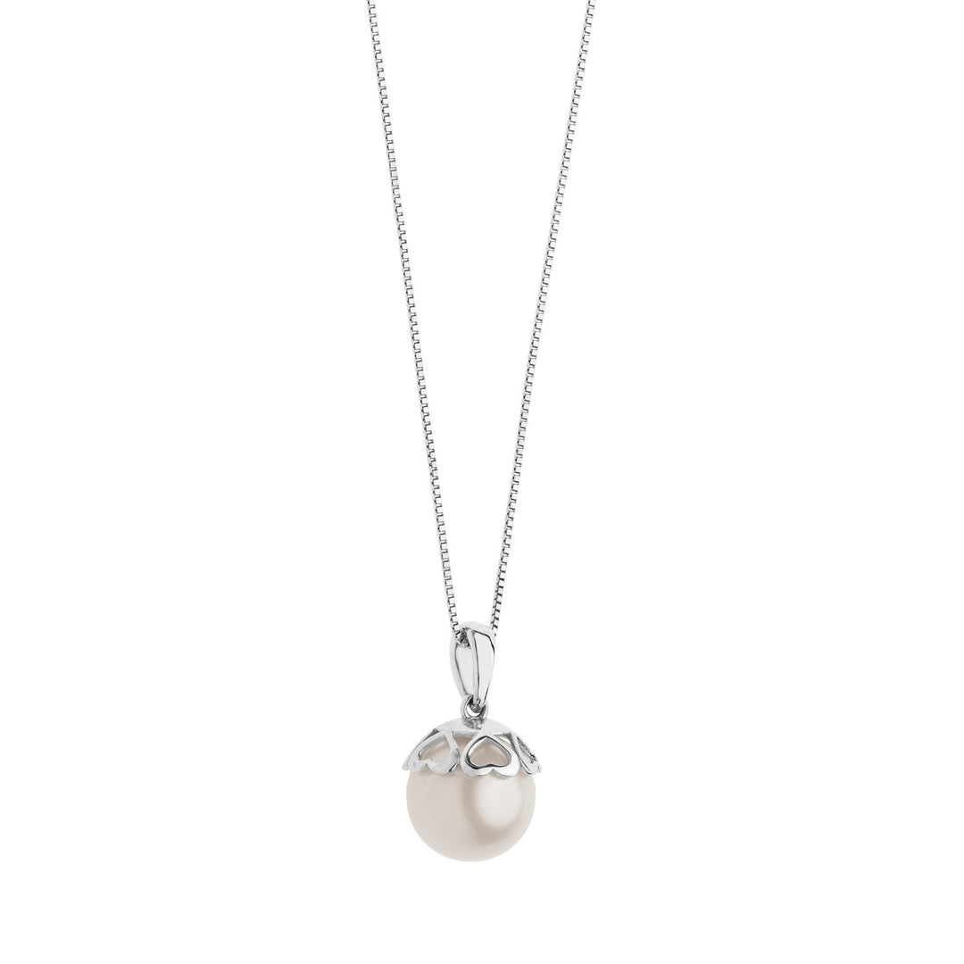 Comete Collana in Oro bianco con Perla e Cuori GLP556