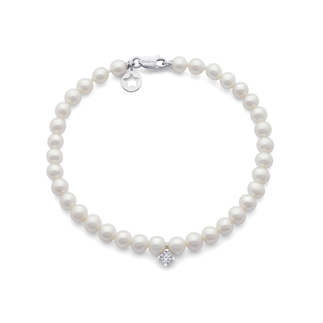 Comete Bracciale in Oro e Perle con Diamante bianco BRQ368