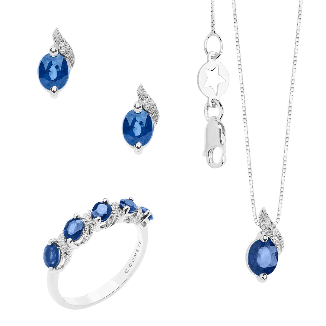 Comete Halskette, Ring und Ohrringe mit Saphir und Diamanten Vittoria Collection KIT163526661086