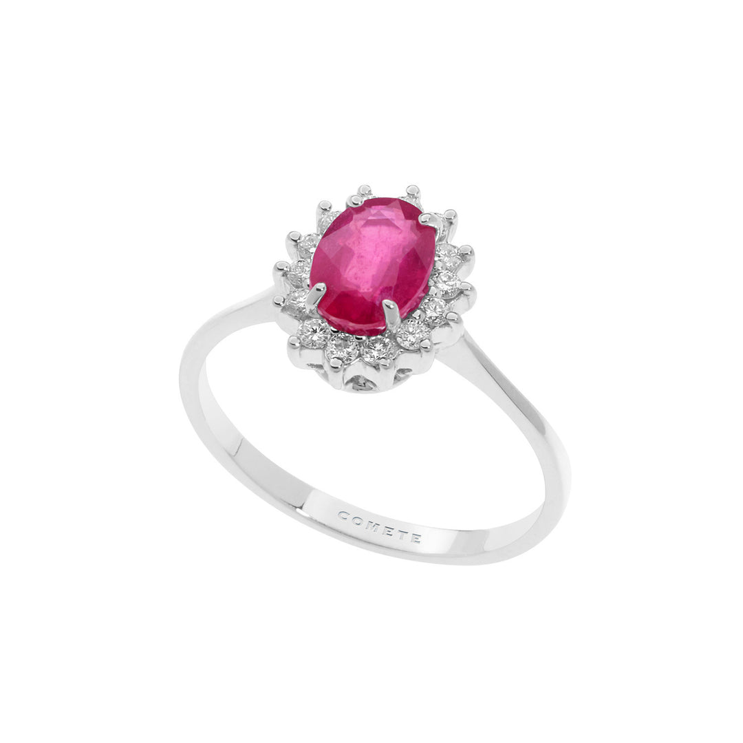 Comete Anello in Oro Diamanti e Rubino ovale ANB2570