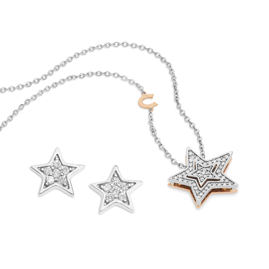Comete Orecchini con Collana in Oro bianco e rosè con i Diamanti KIT1446920