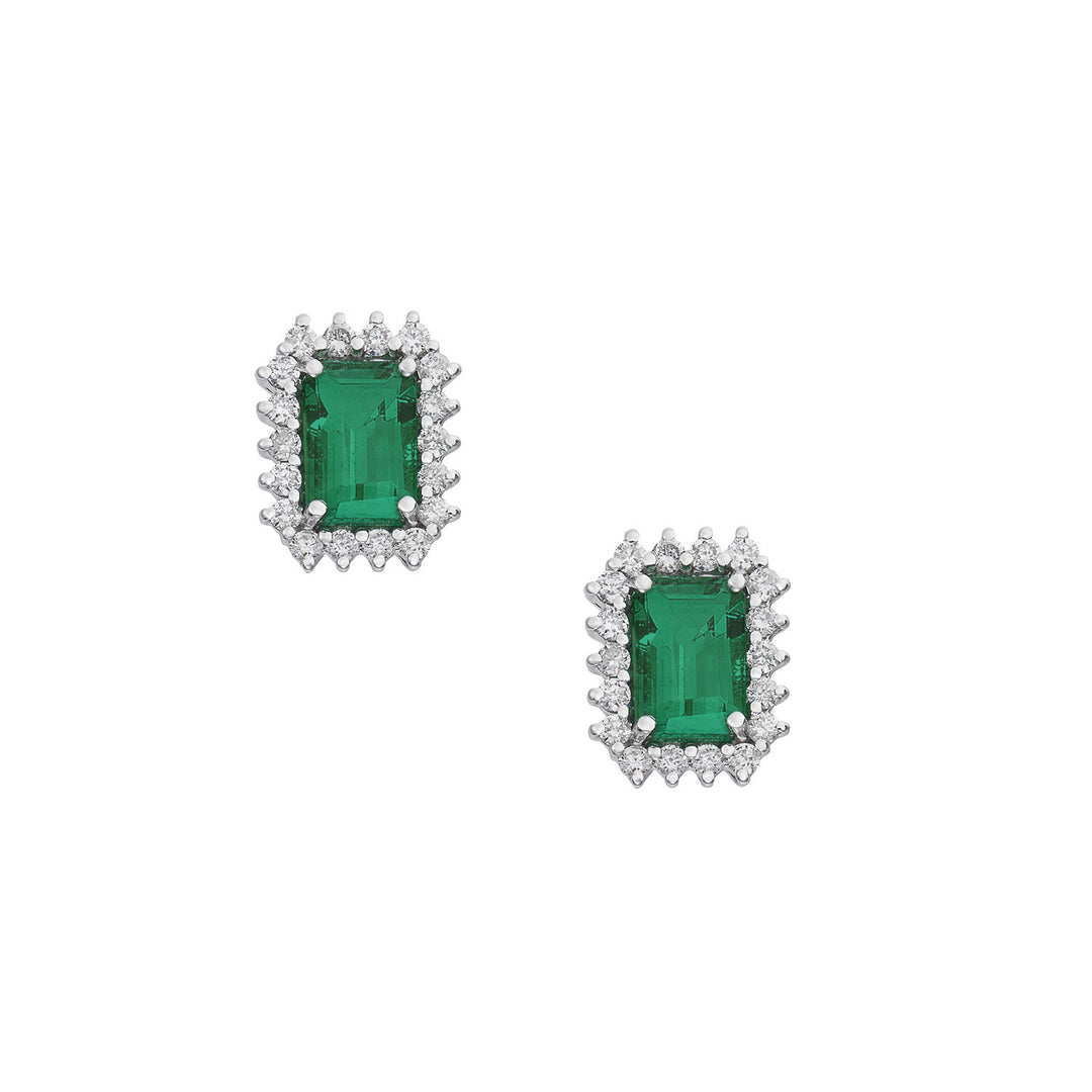 Comete-Ohrringe aus 750‰-Gold, weißen Diamanten und achteckigem Smaragd ORB1109