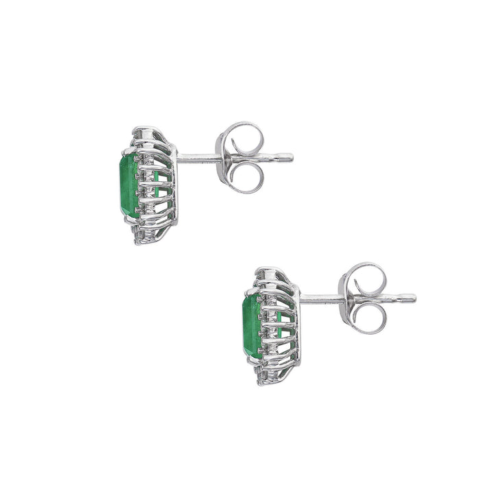 Comete-Ohrringe aus 750‰-Gold, weißen Diamanten und achteckigem Smaragd ORB1109