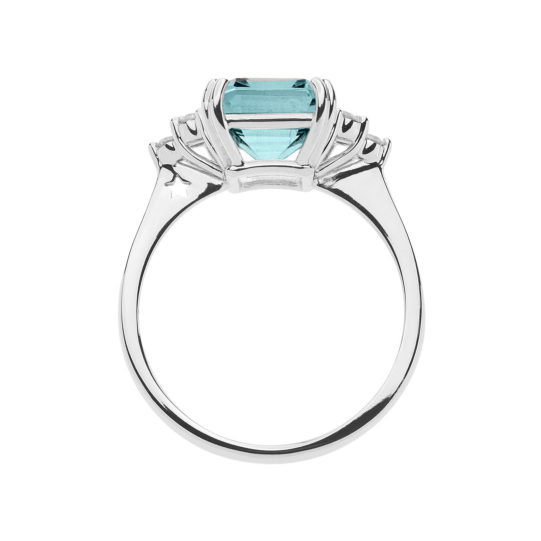 Comete Anello in Oro Diamanti e Acquamarina ottagonale ANQ337