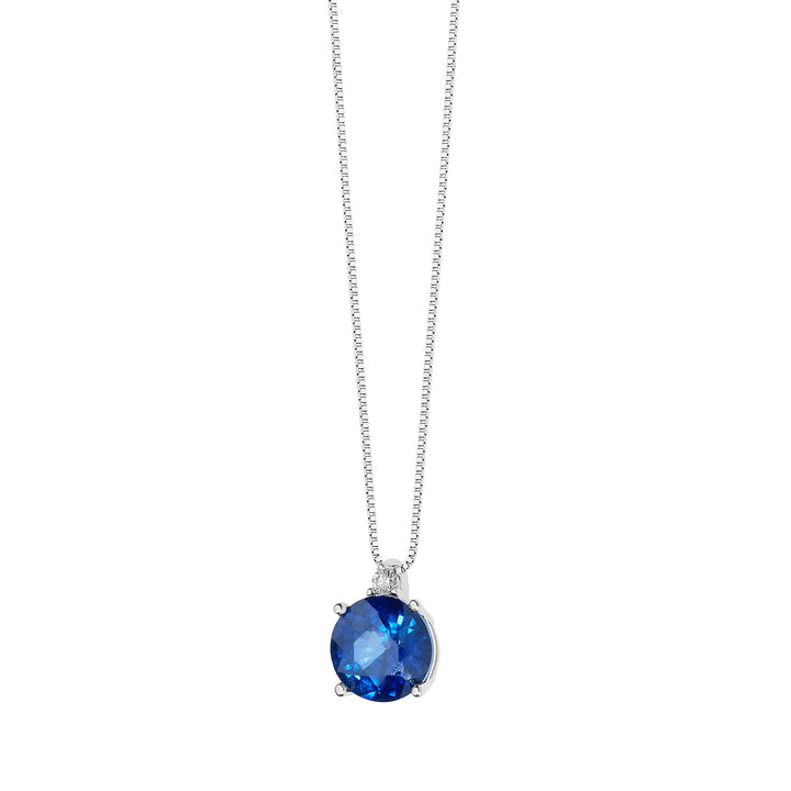 Collier Comete en Or, Diamant et Saphir Bleu Rond GLB1388