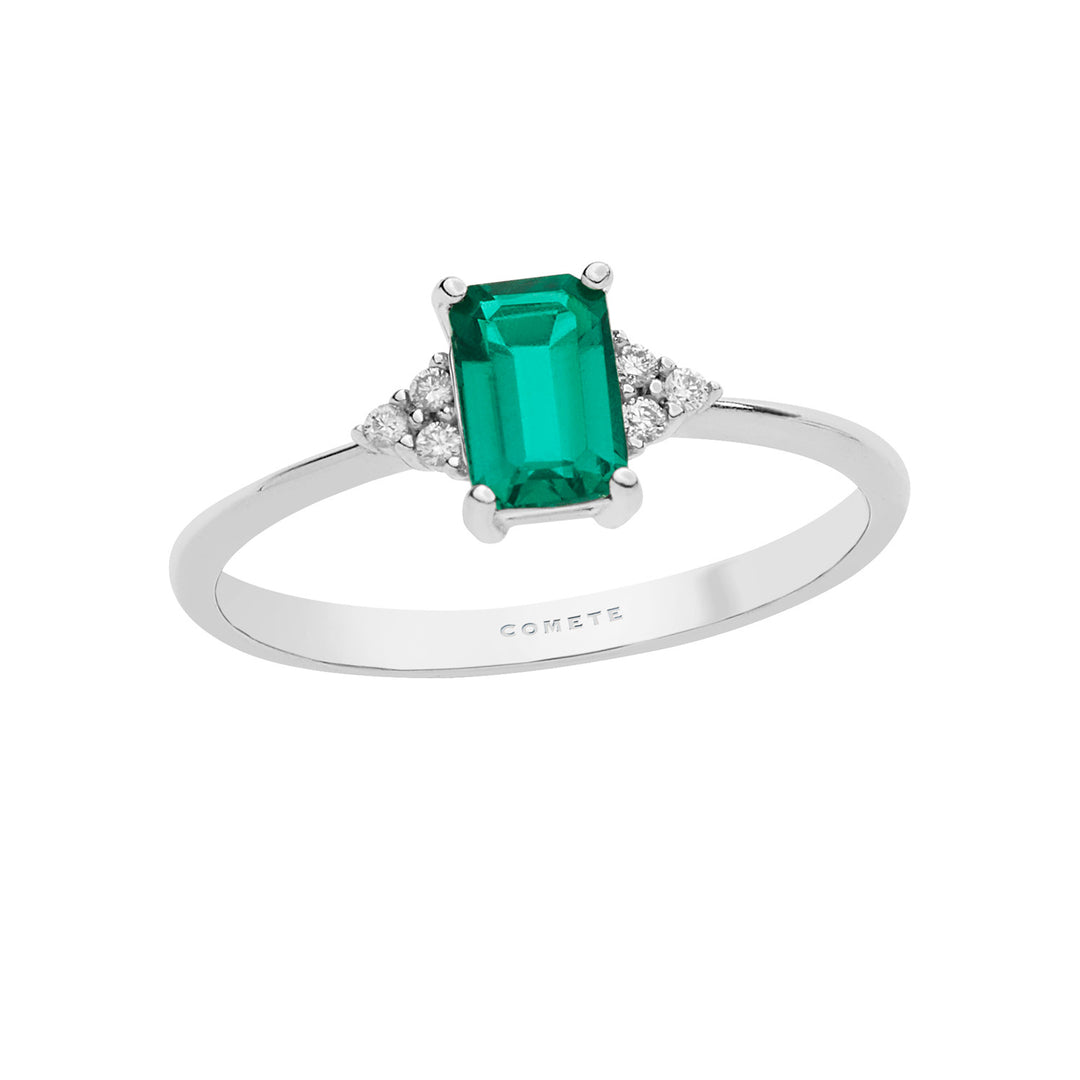 Comete Gold Ring with Diamonds and Octagonal Emerald ANB2355