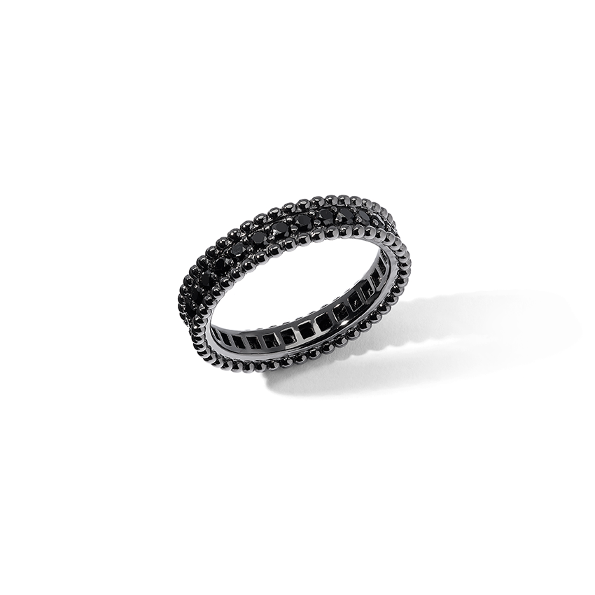 Comete Ring i 925‰ ruthenium sølv med sorte zirkoner UAN133M22
