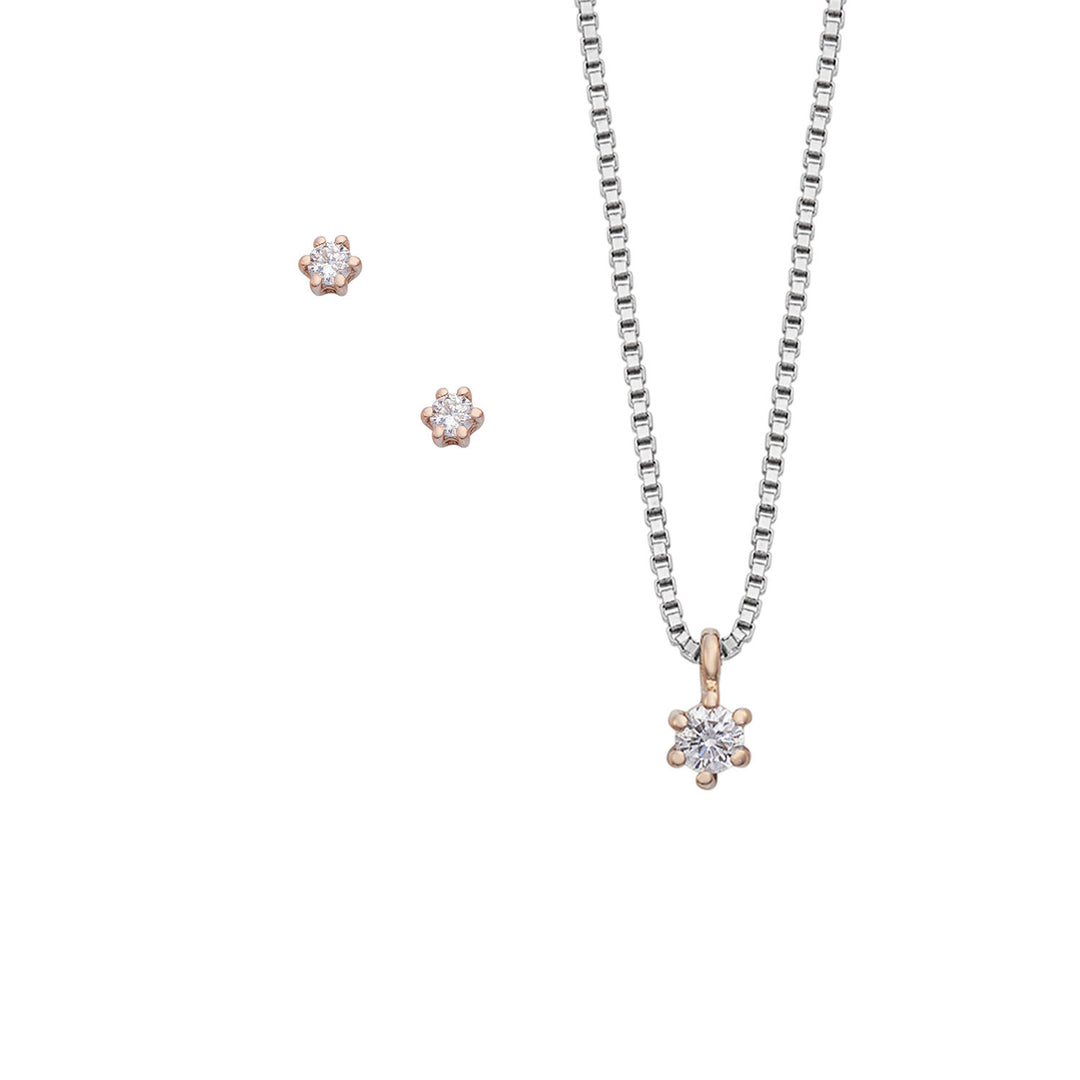 Comete Girocollo e Orecchini in Oro bianco e rosè 750‰ e Diamanti KIT16501097