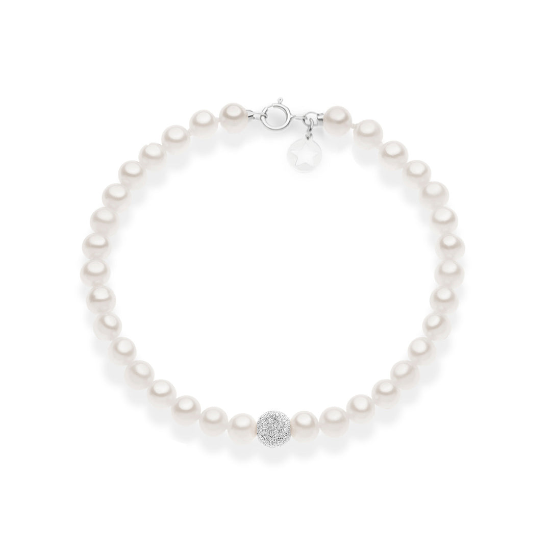 Comete Bracciale con perle e sfera diamantata in oro bianco 375‰ KBRQ260B