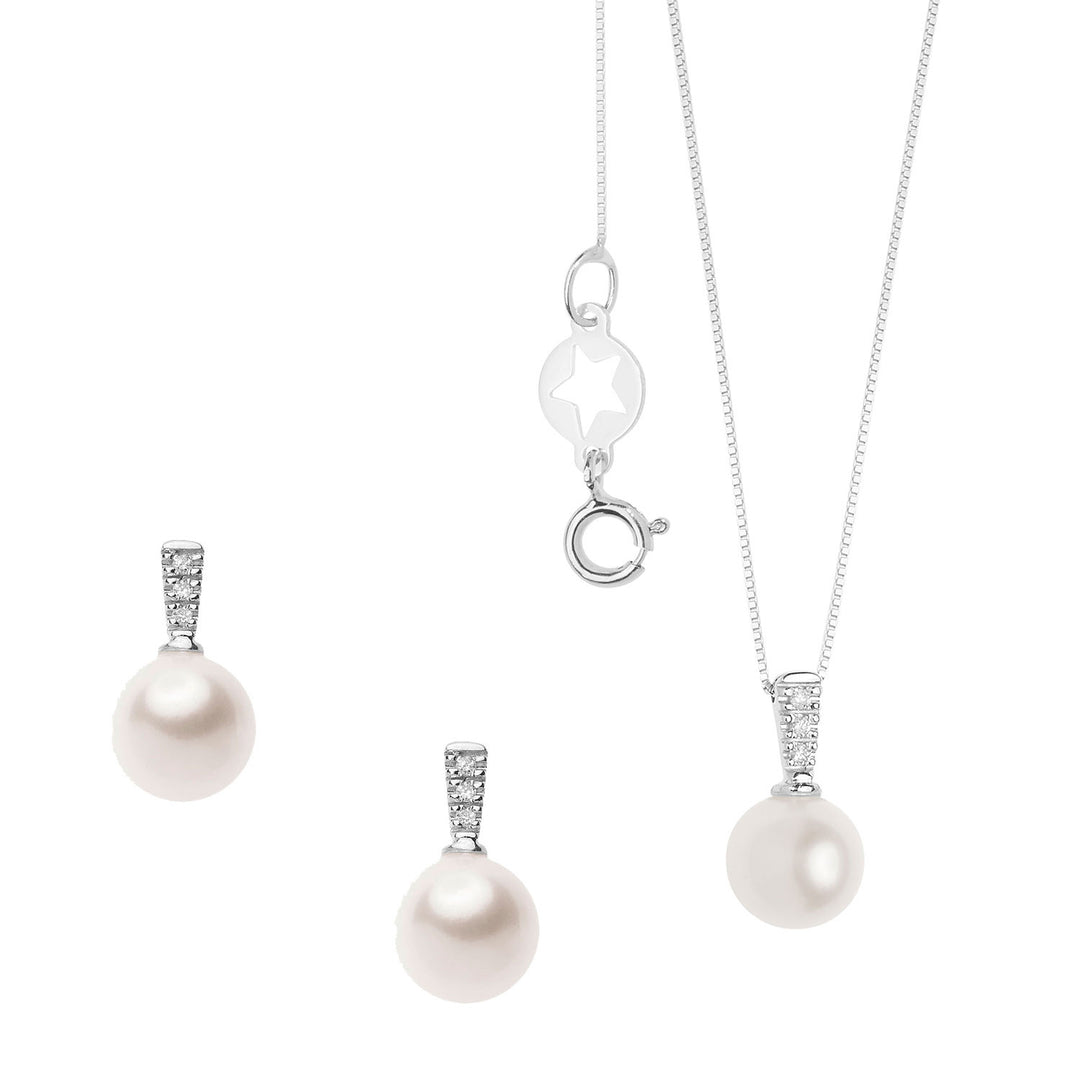 Comete Collana e Orecchini con Perla e Diamanti bianchi KIT624760