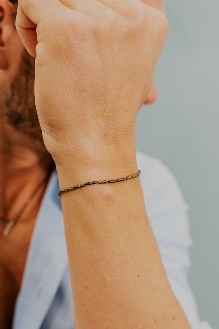 Comete Bracciale in Argento brunito e lucido, Diamante, Spinelli neri UBR1261