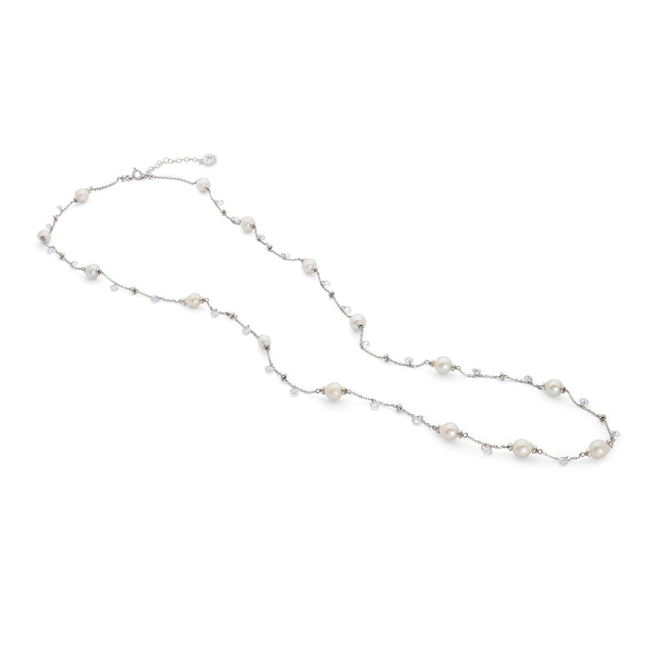 Comete Collana Argento 925‰ con Perle Acquadolce  e cristalli bianchi GLA277