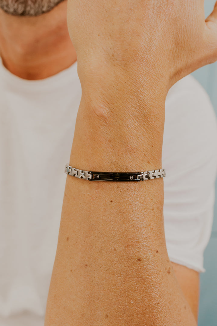 Comete Bracciale Acciaio pvd e zirconi neri UBR1192