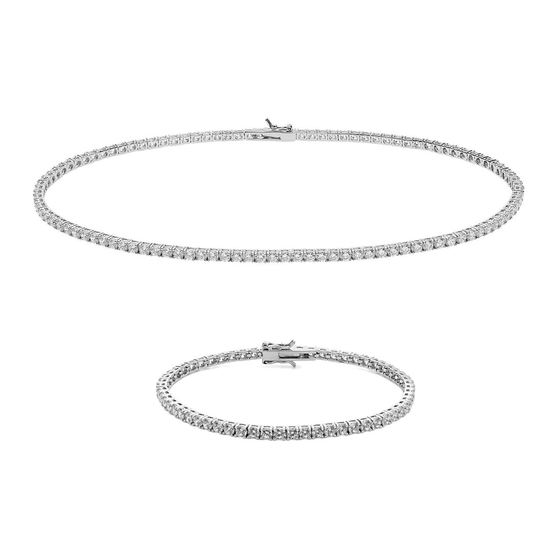 Comete Collana e Bracciale Tennis in Argento con zirconi bianchi KIT738BM45987M18