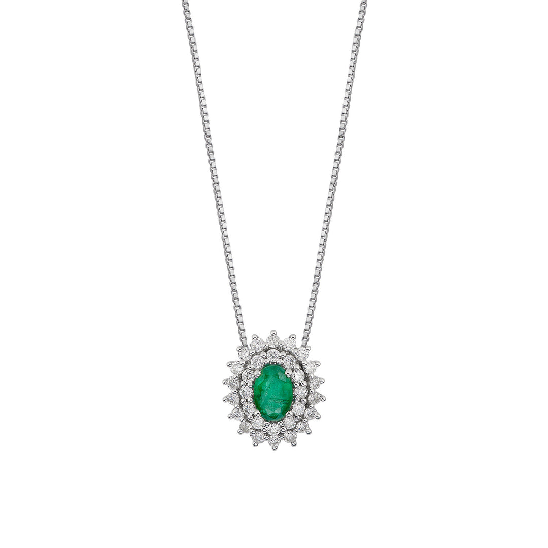 Comete Collana in Oro e Diamanti bianchi, Smeraldo ovale GLB1663