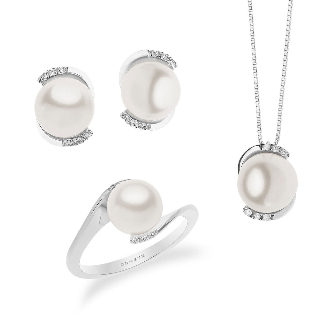 Comete Collana, Anello e Orecchini Perle in Oro e Diamanti KIT545380679