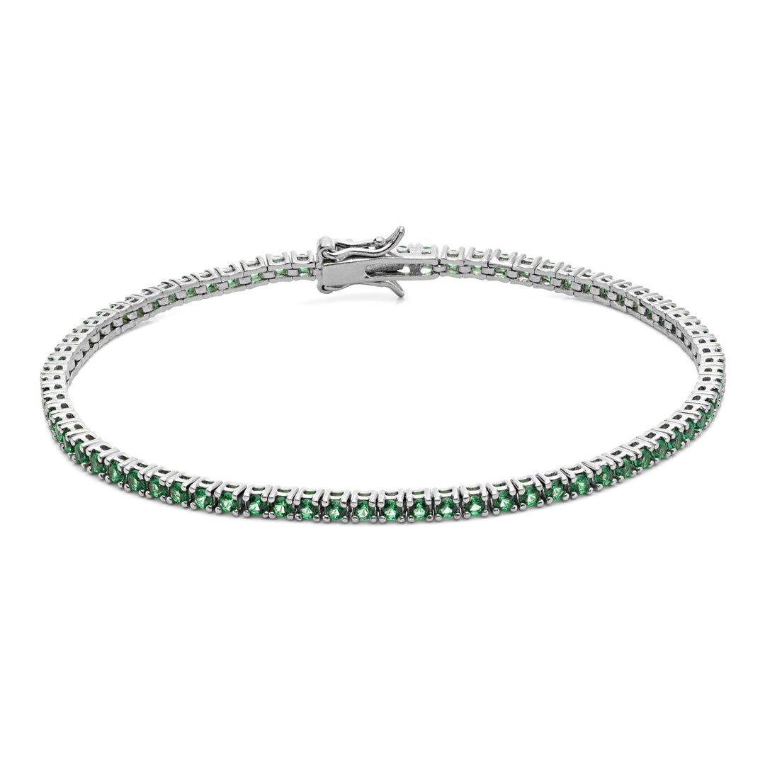 Comete Tennis en Argent avec Zircons Verts UBR996M20