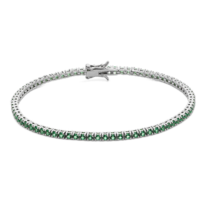 Comete Tennis en Argent avec Zircons Verts UBR996M20