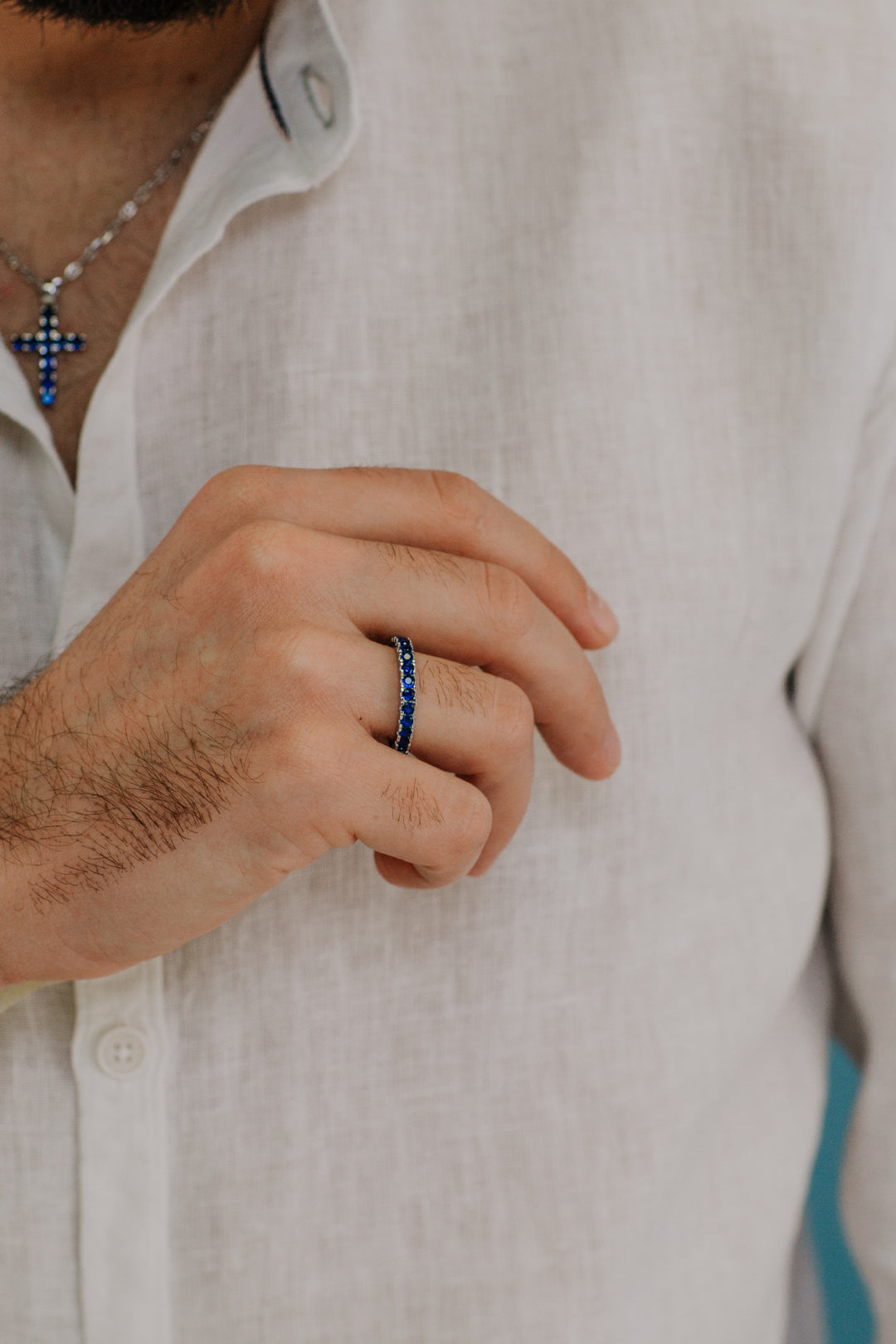 Comete Anello in Argento e zirconi blu UAN124M