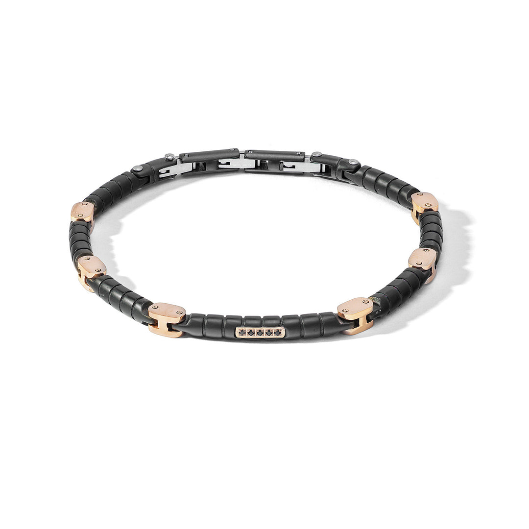 Comete Bracciale in Acciaio in pvd nero con elementi rosè e Diamanti neri UBR1157