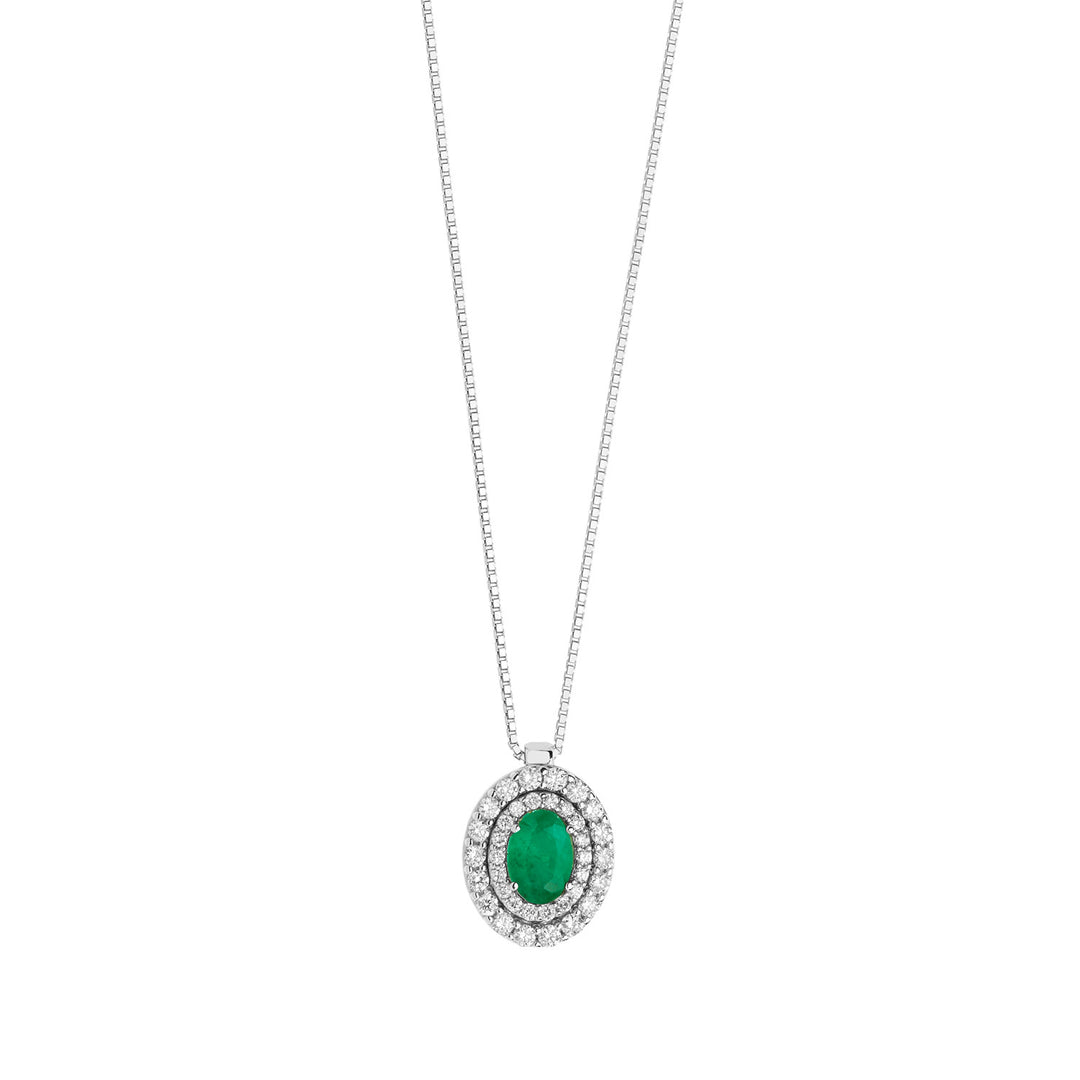 Colar Comete em Ouro, Diamantes e Esmeralda Oval GLB1472S3