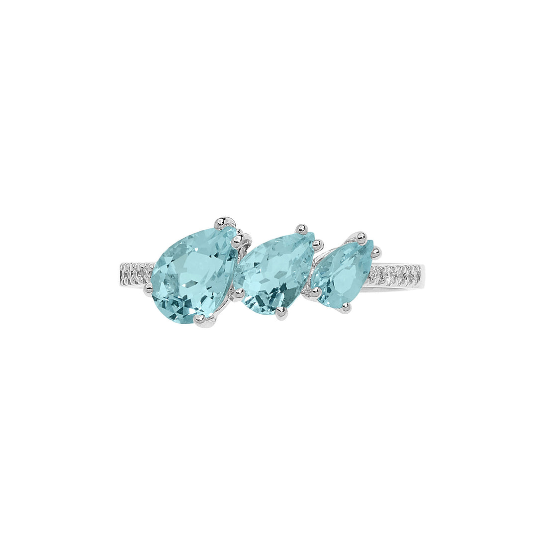 Comete Anello in Oro Diamanti e Acquamarina Goccia ANQ329
