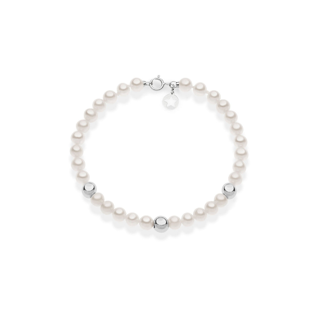 Comete Bracciale di perle e sfere in oro bianco 375‰ KBRQ265B