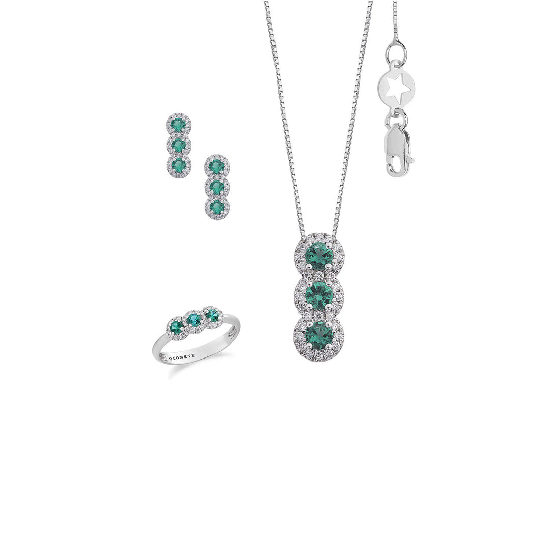 Comete Anello, Collana e Orecchini Trilogy con Smeraldo in Oro e Diamanti bianchi KIT169627291139