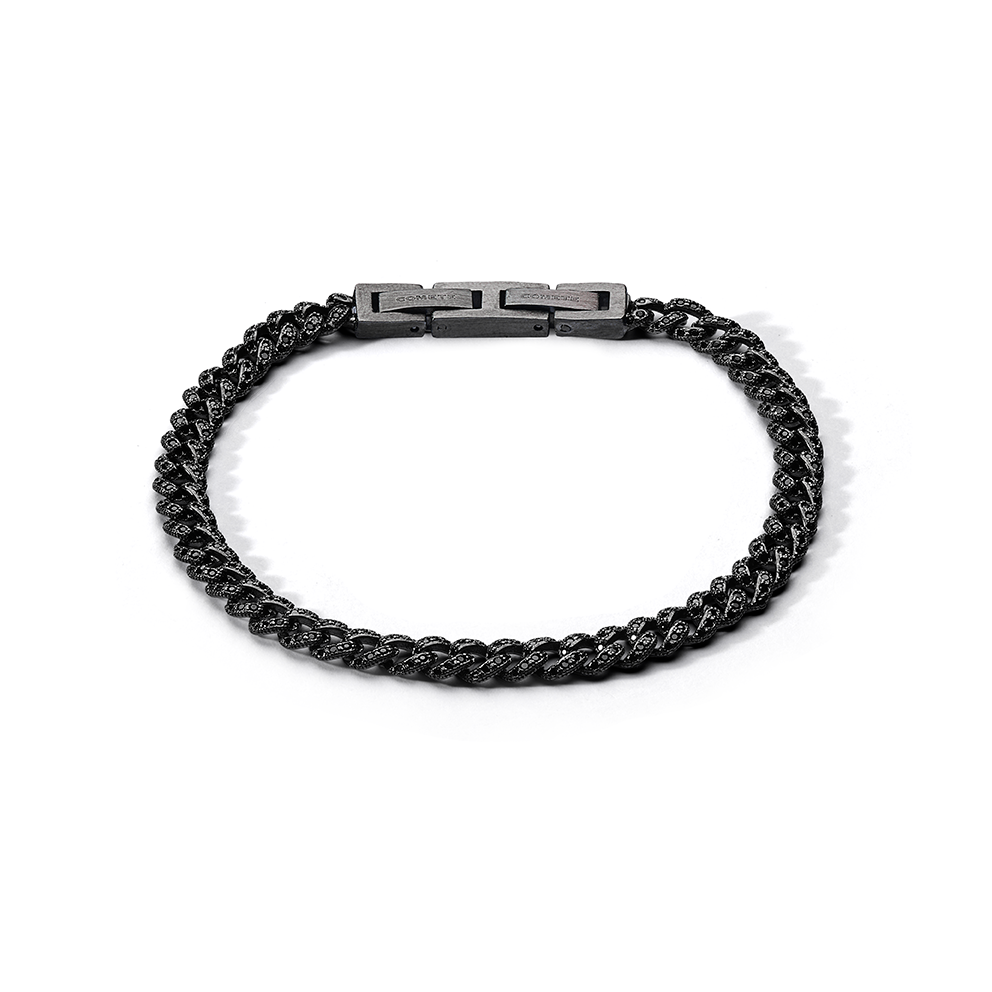 Comete Bracciale in Argento 925‰ rutenio, acciaio pvd nero, zirconi neri UBR1291M17