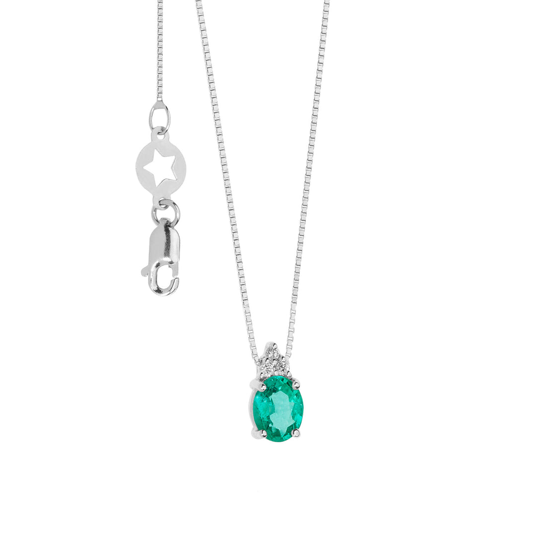 Comete-Goldhalskette mit Diamanten und ovalem Smaragd GLB1572S3