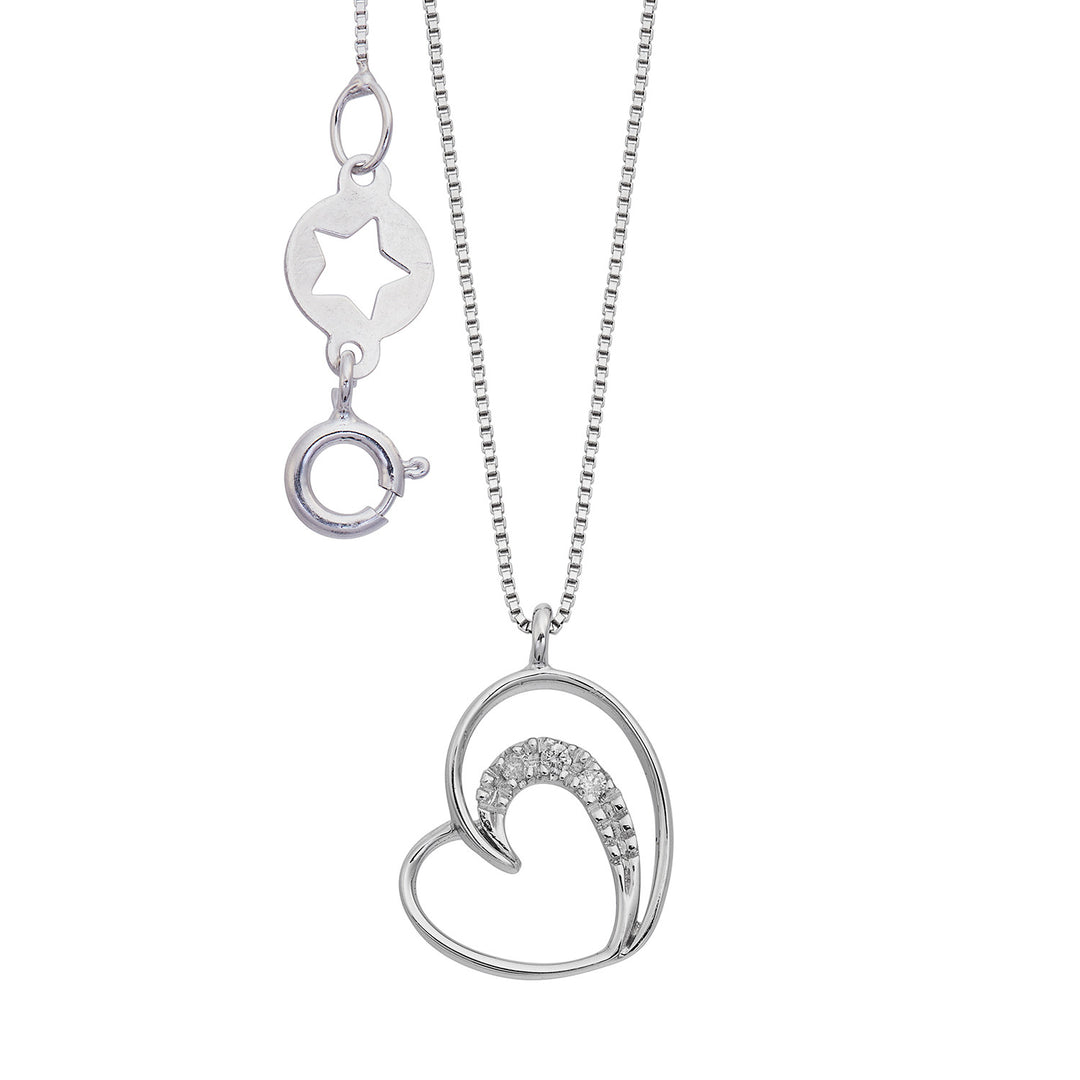 Comete Collana in Oro bianco 750‰ e Diamanti doppio cuore GLB1648